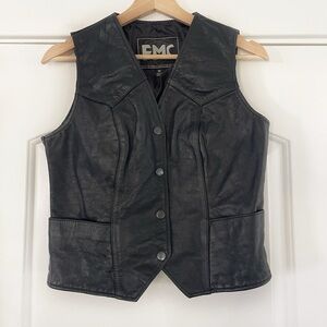 Vintage First Manufacturing Co Leather Biker Vest - M